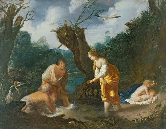Johann Hulsman painting Letona transforming peasants into frogs